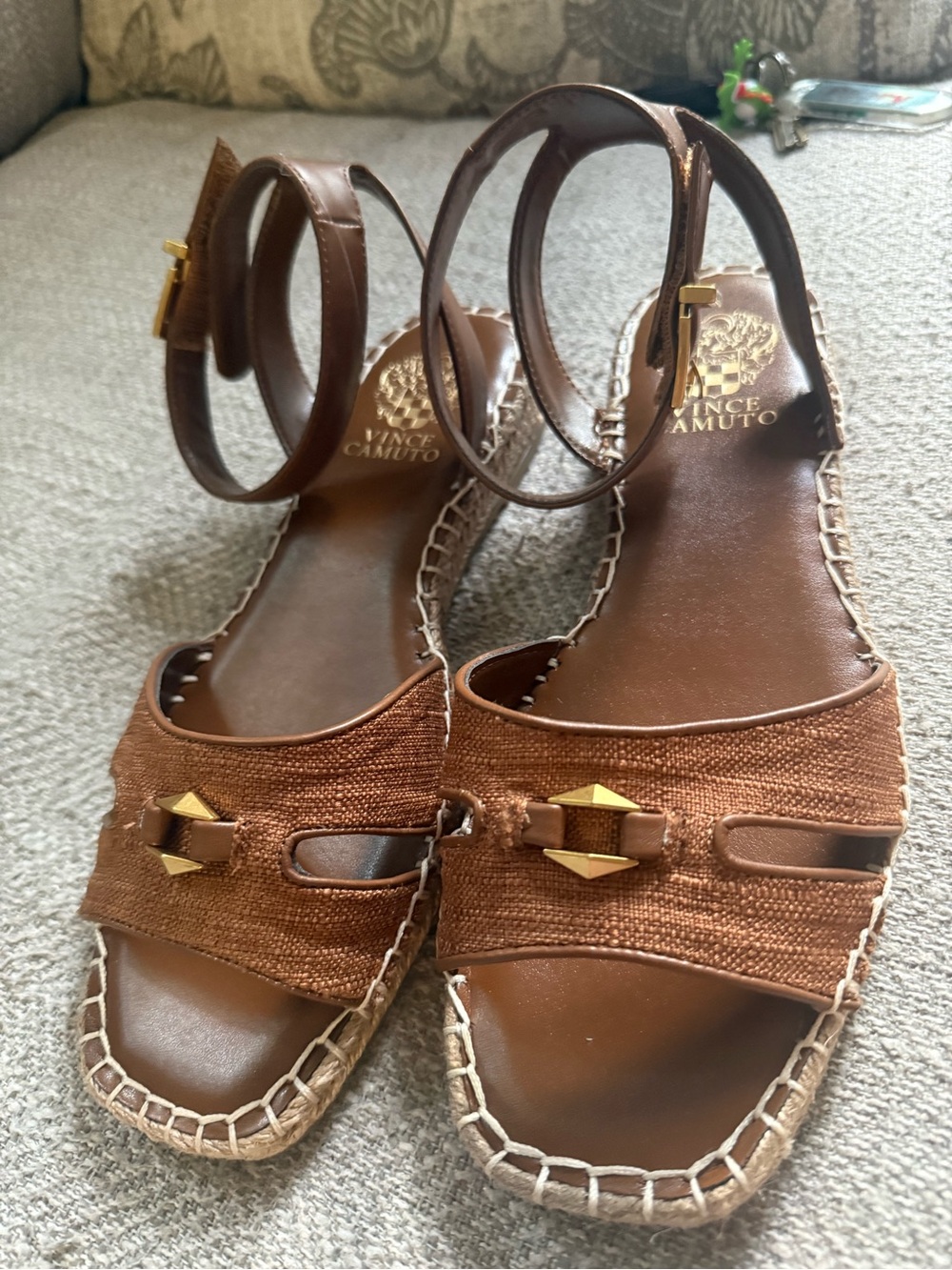Vince Camuto Tan Brown Ankle-Strap Espadrille Sandals